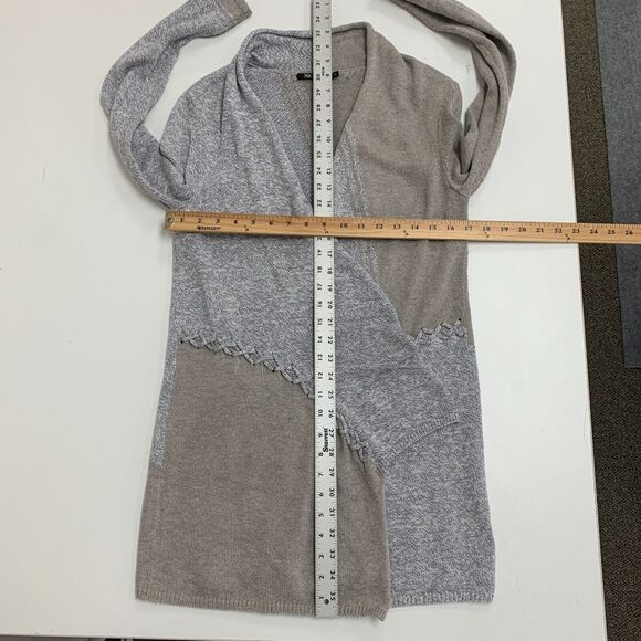 Nic + Zoe Open Front Cardigan Sweater Womens S Small Braided Trim Colorblock - Picture 6 of 11